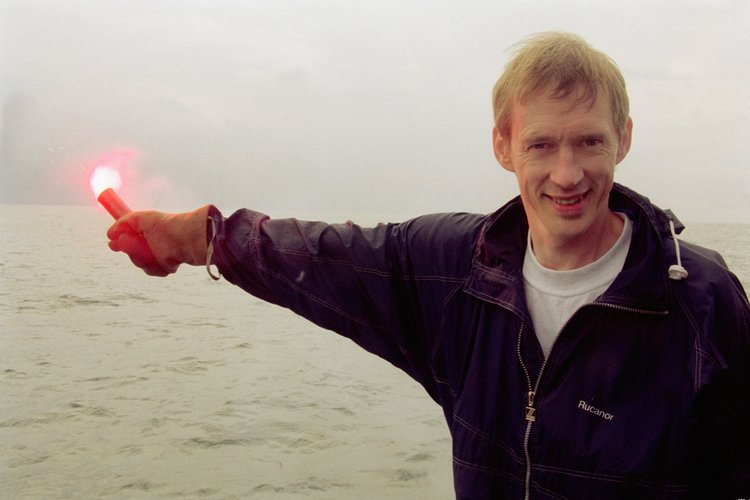 Frank De Winne during his survival training in the Black Sea