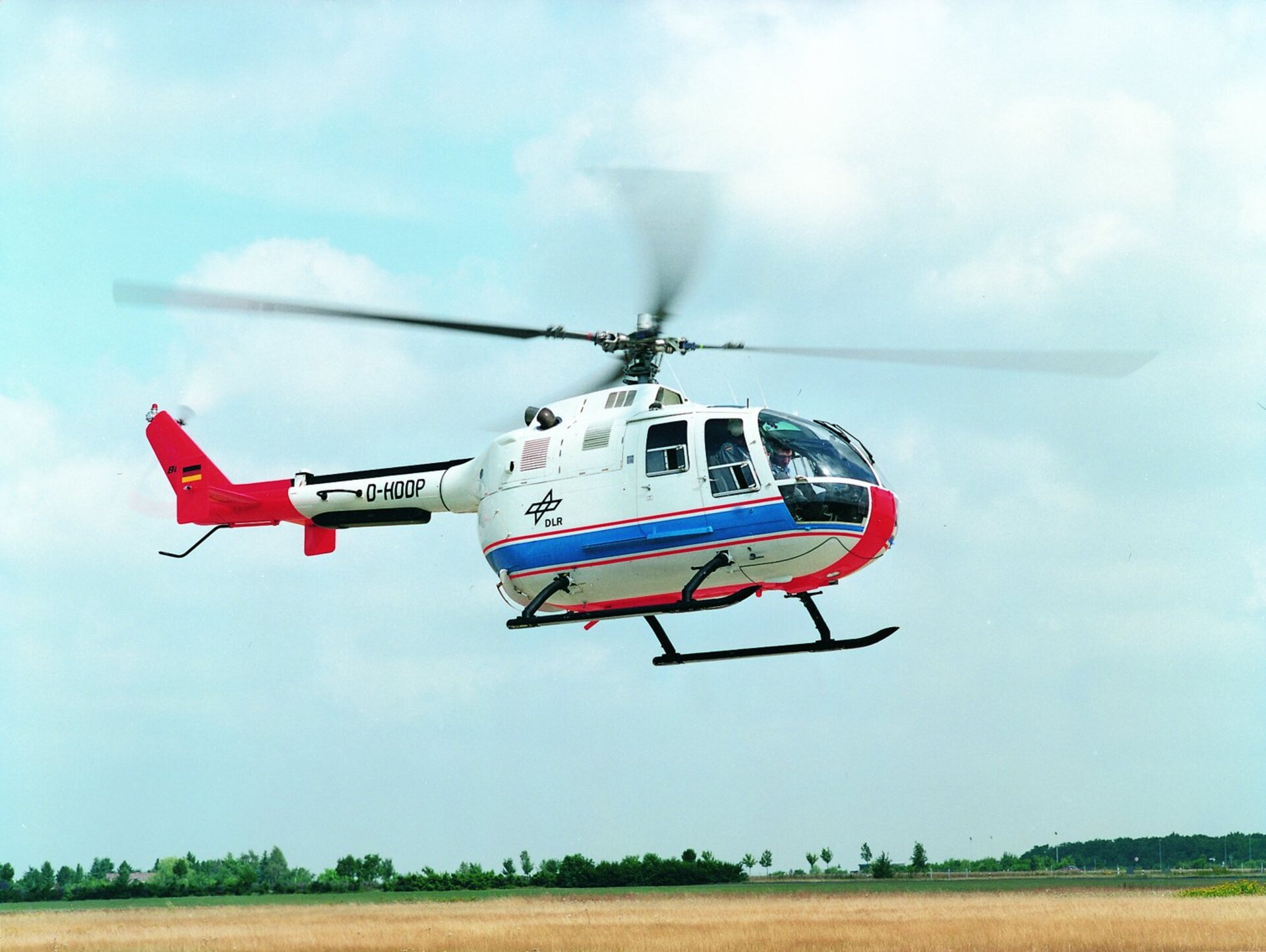 The helicopter BO 105 Cis used by DLR