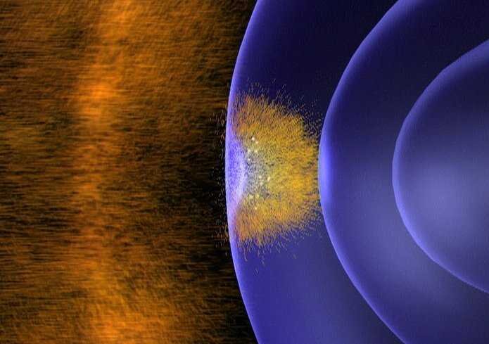 Das Magnetfeld der Erde wird vom Sonnenwind eingedrückt