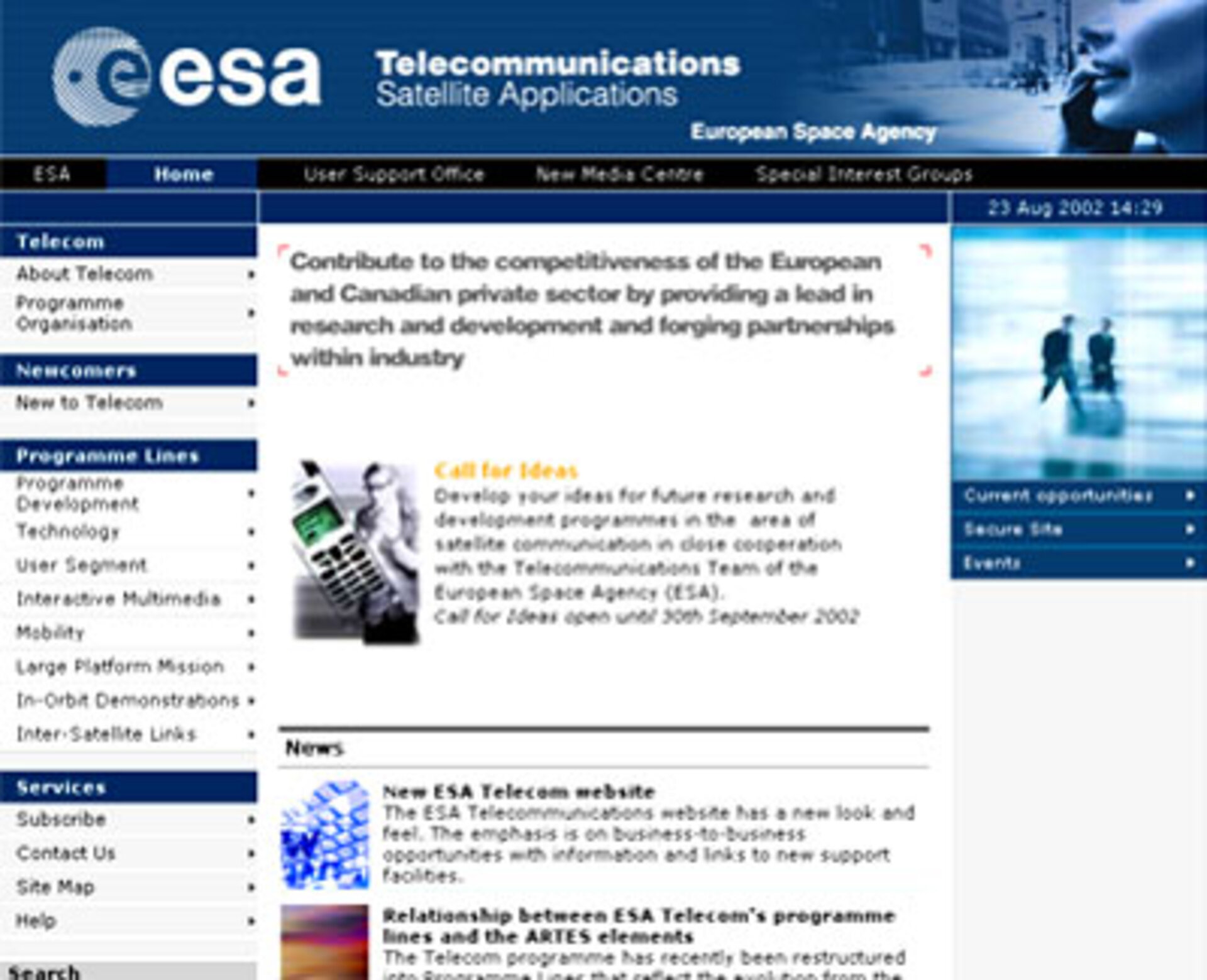 ESA Telecommunications specialist website