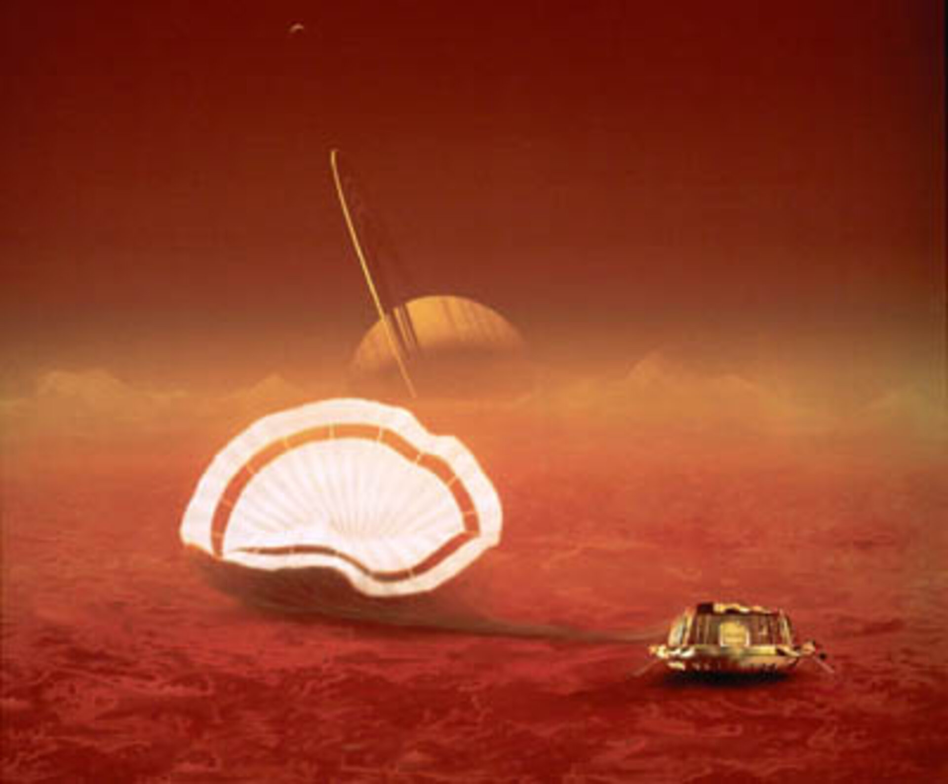 De Europese sonde Huygens op de Saturnusmaan Titan