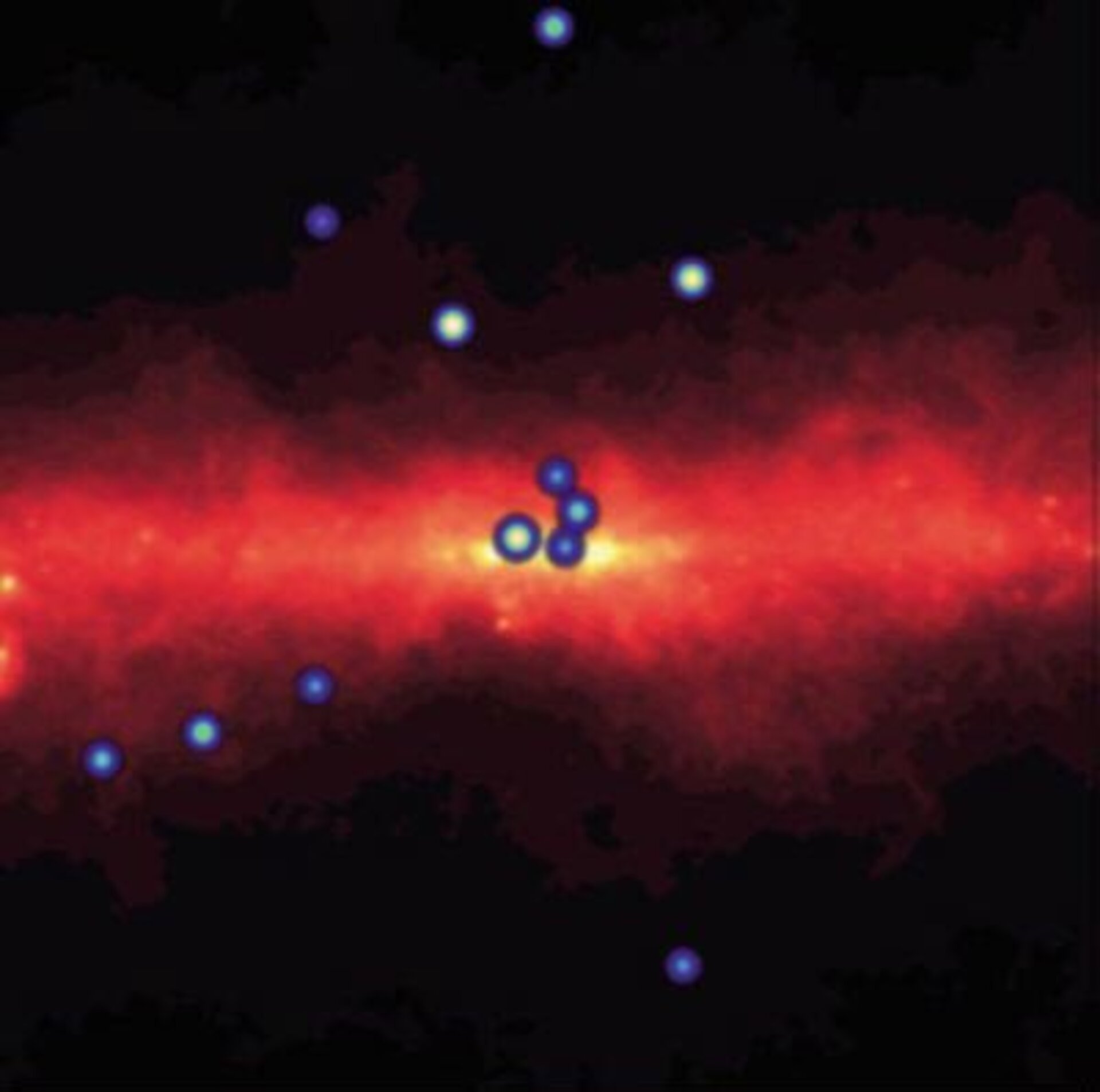 Hjertet af vores egen galakse, Mælkevejen, rummer flere kilder til gamma-stråling.