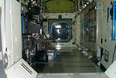 Model van de Amerikaanse labomodule in het Johnson Space Center in Houston