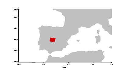 Area covered by interferogram of Spain
