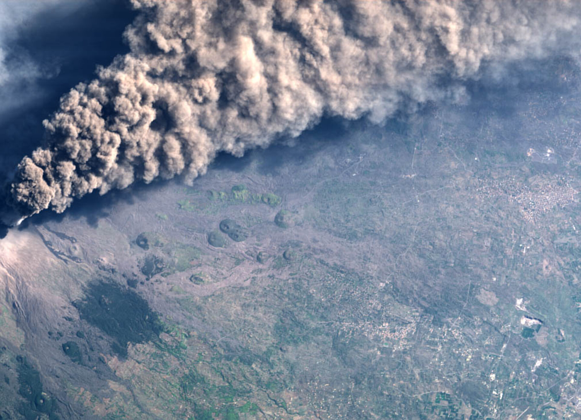 Rookpluim van de Etna, op 30 oktober gefotografeerd door de CHRIS-spectrometer aan boord van Proba