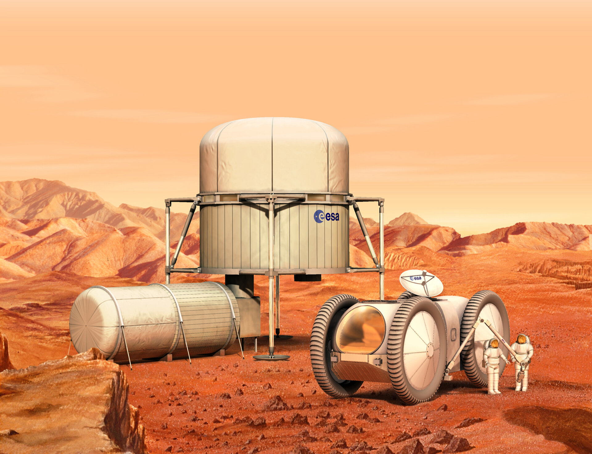 Artist's drawing of the Mars base habitat for crew