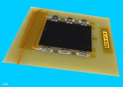 Close-up of a single solar-array cell