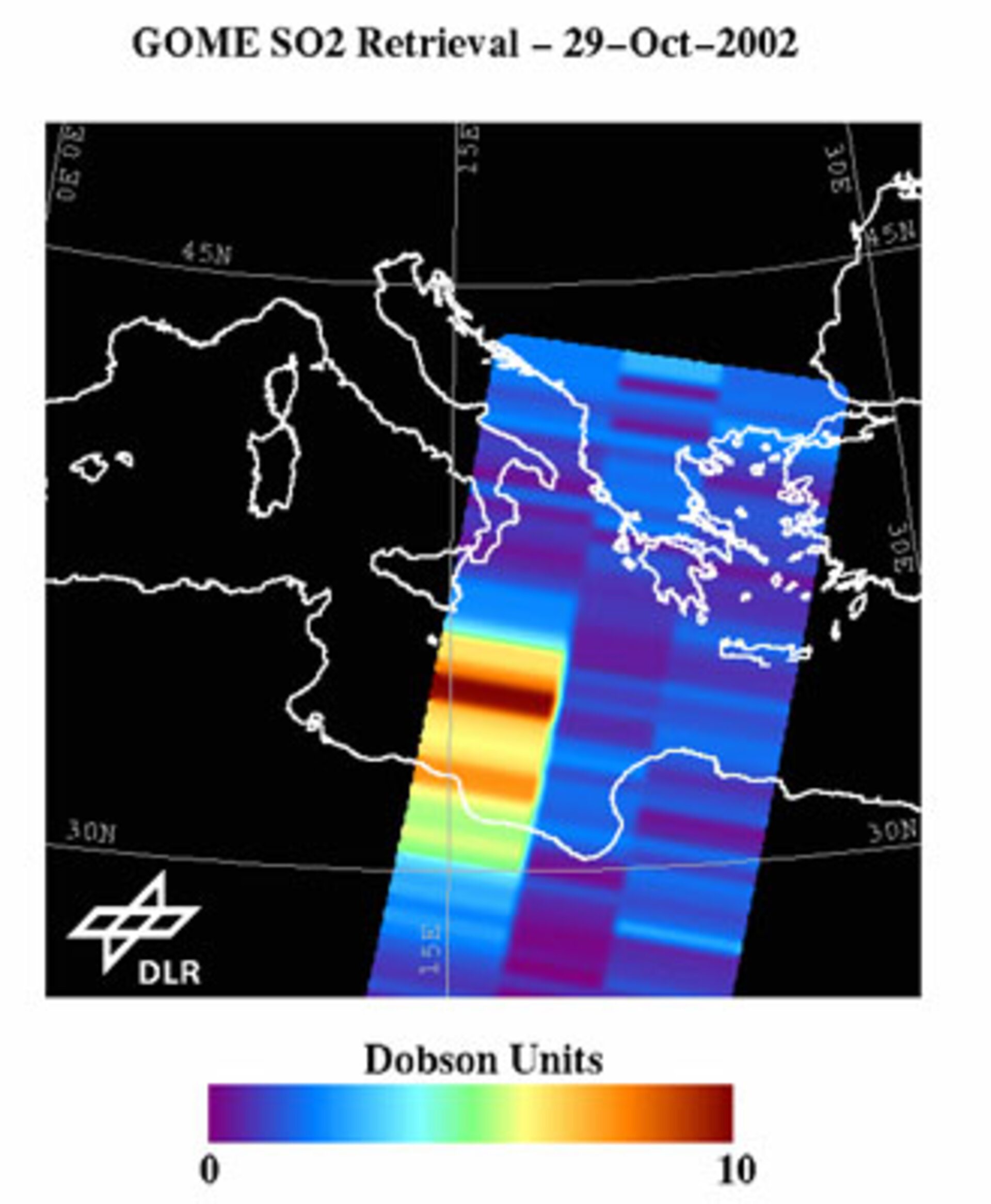 GOME-Daten belegen zwanzigfach erhöhte Schwefeldioxid-Belastung der Atmosphäre durch den Ätna-Ausbruch