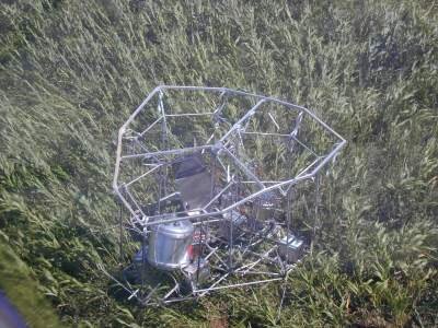 The TRIPLE gondola damaged after landing in a maize field