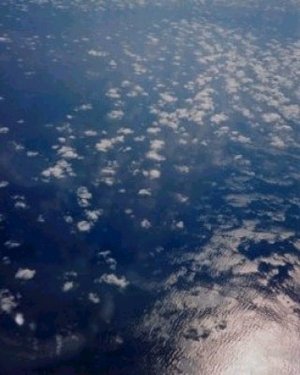 View of scattered cumulus clouds