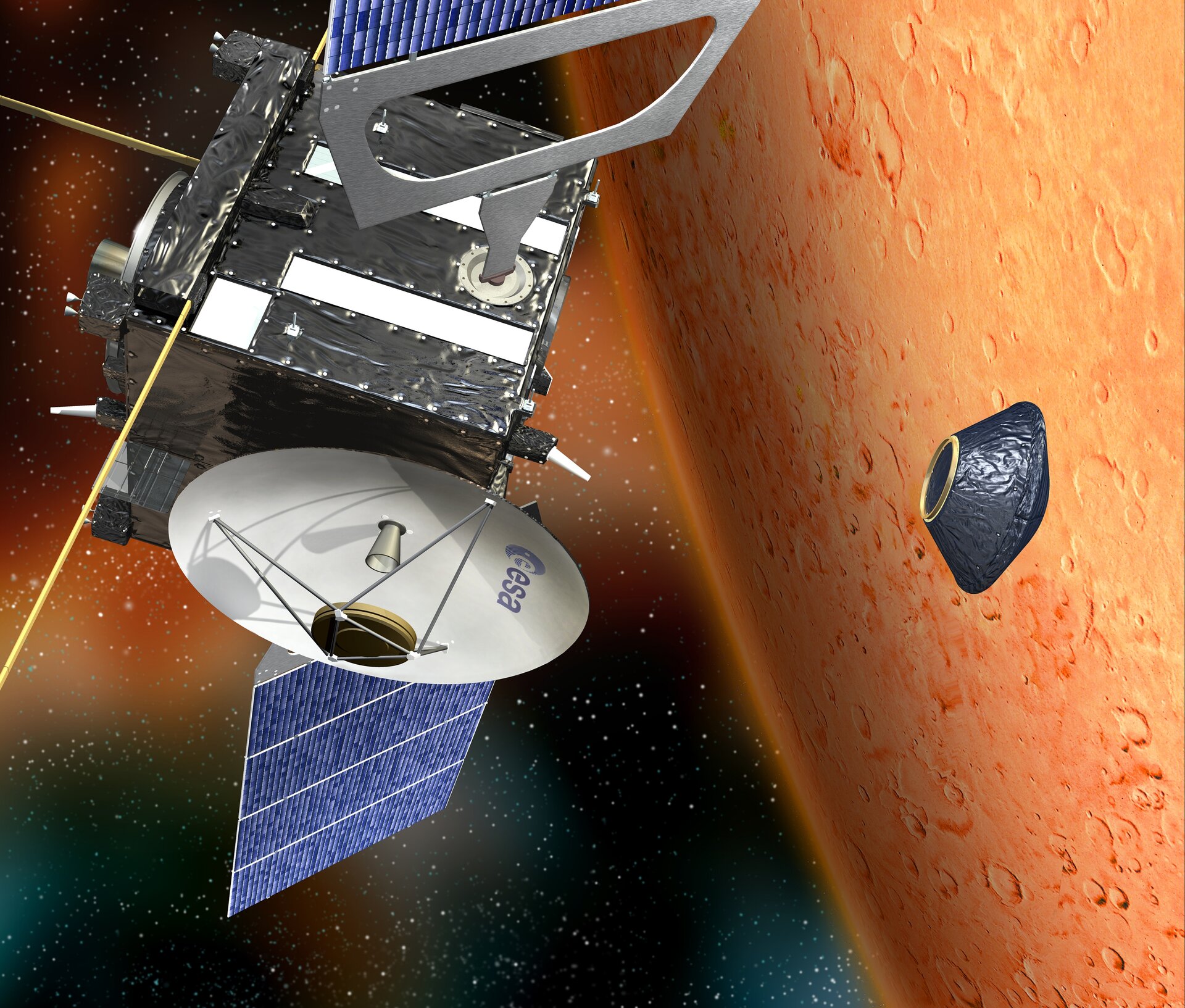 ESA's Mars Express probe releasing the Beagle 2 lander