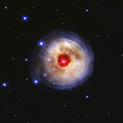 Hubble watches light echo from mysterious erupting star