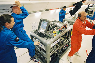 Scientists can study the behaviour of liquids and gases in weightlessness