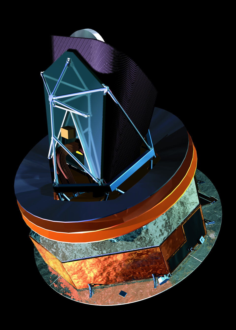 Una rappresentazione del telescopio spaziale Plank