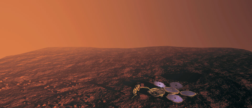 Beagle 2 Marsin pinnalla - tässä vaiheessa vielä vain taiteilijan näkemänä