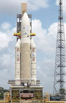 Een Ariane 5, klaar voor de lancering in Kourou