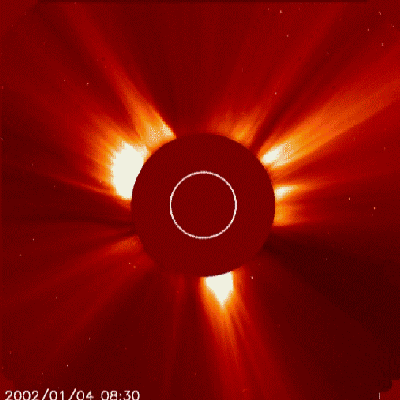 A ball of ionized gas is hurled from the Sun (4 January 2002)