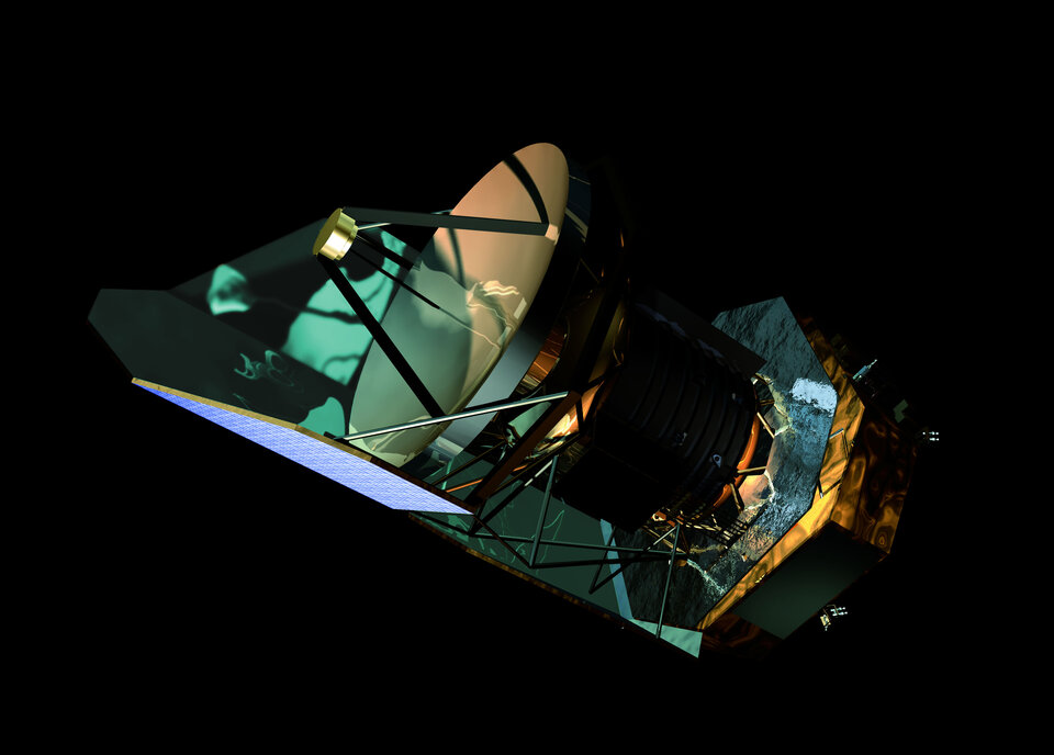 Herschel-avaruusteleskooppi painaa yli kolme tonnia ja on yhdeksän  metriä korkea. Leveyttä laitteella on nelisen metriä.