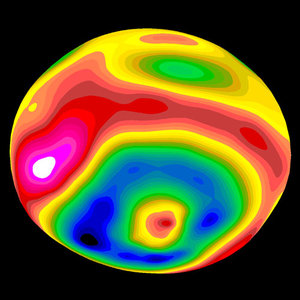 Colour-encoded map of asteroid Vesta
