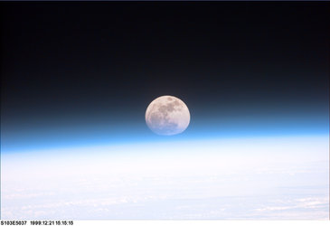 Space Shuttle Discovery sees Earth's Moon