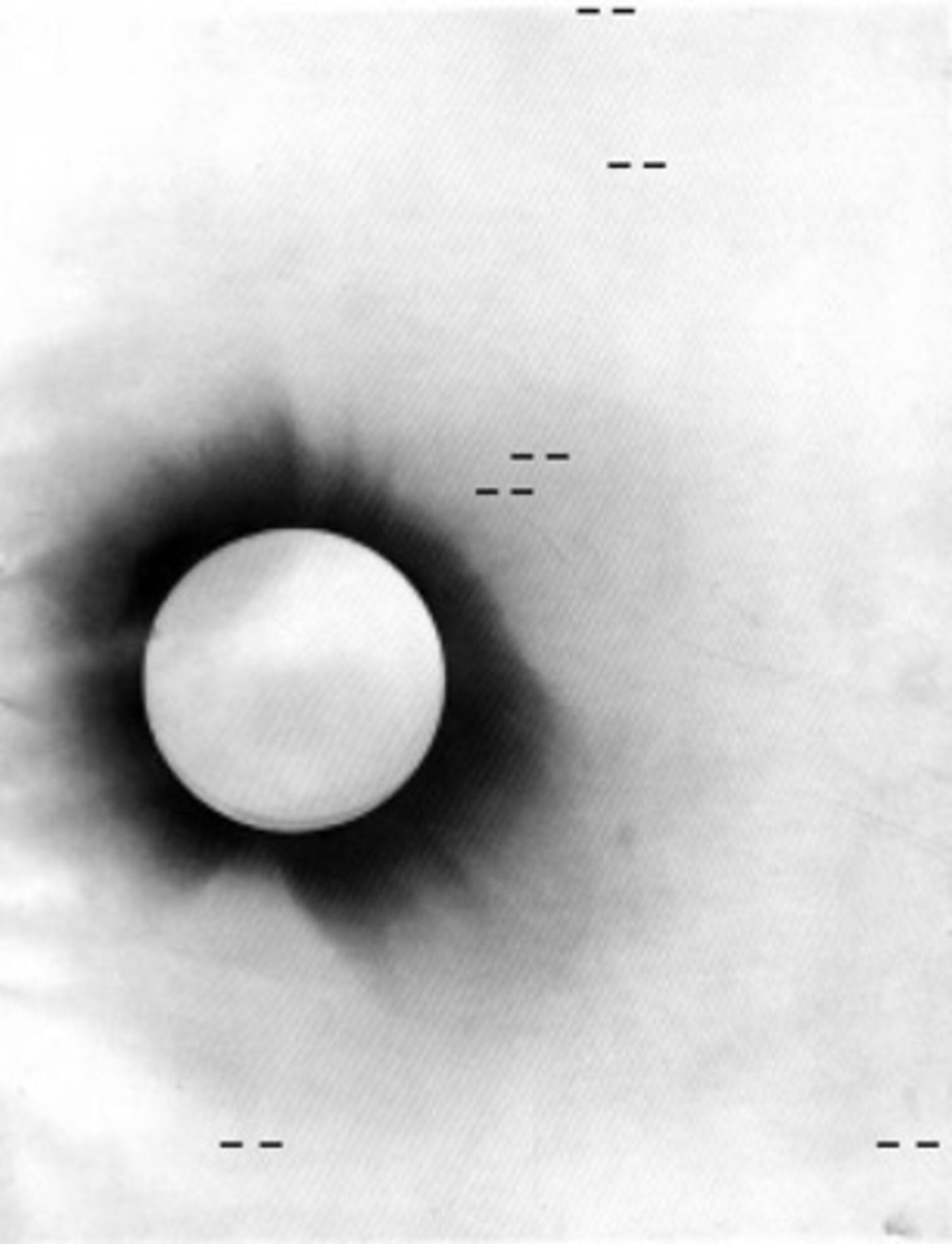 Negative photo of the 1919 solar eclipse