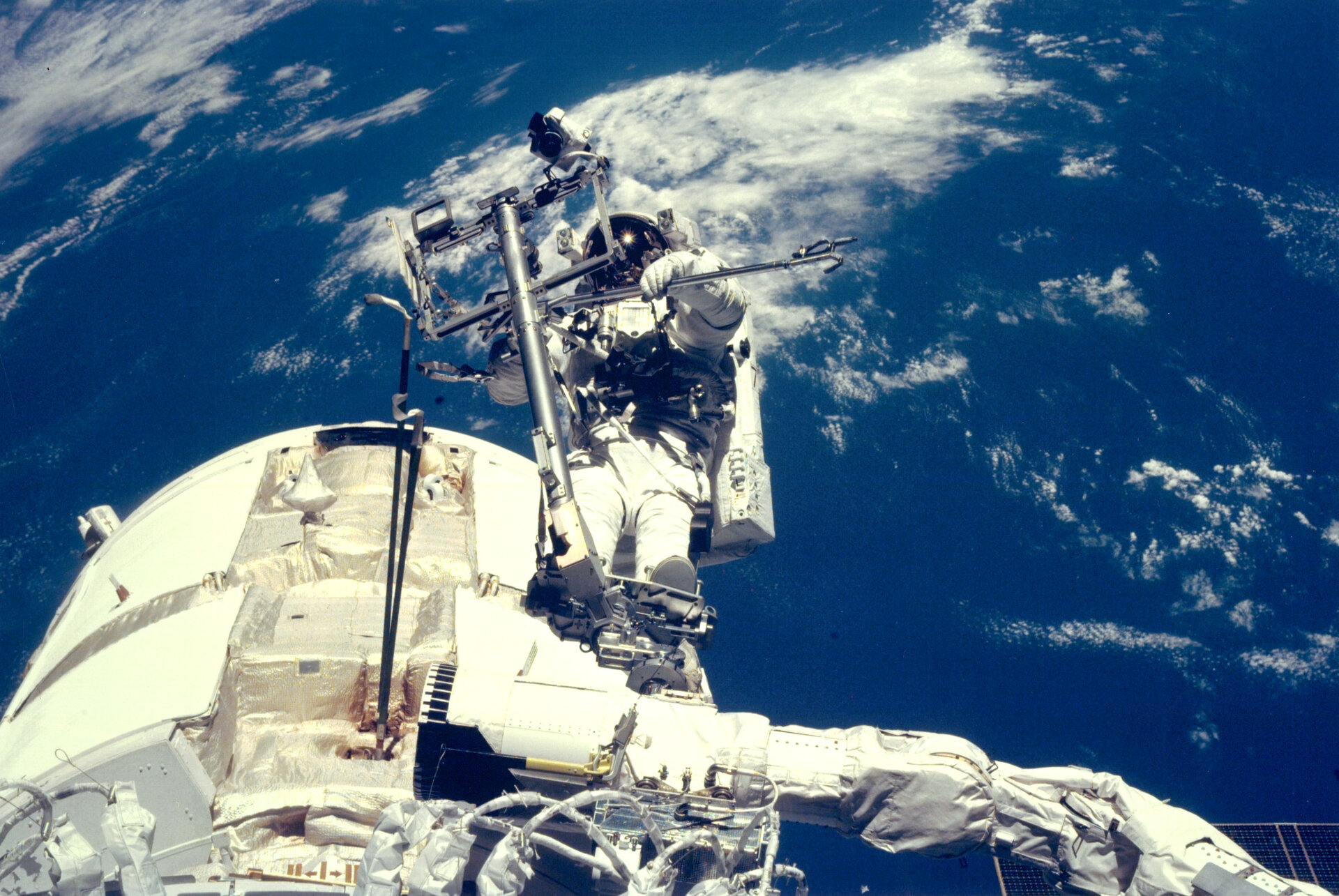 Cables between the first two ISS modules, Unity and Zarya, were connected during three EVAs.