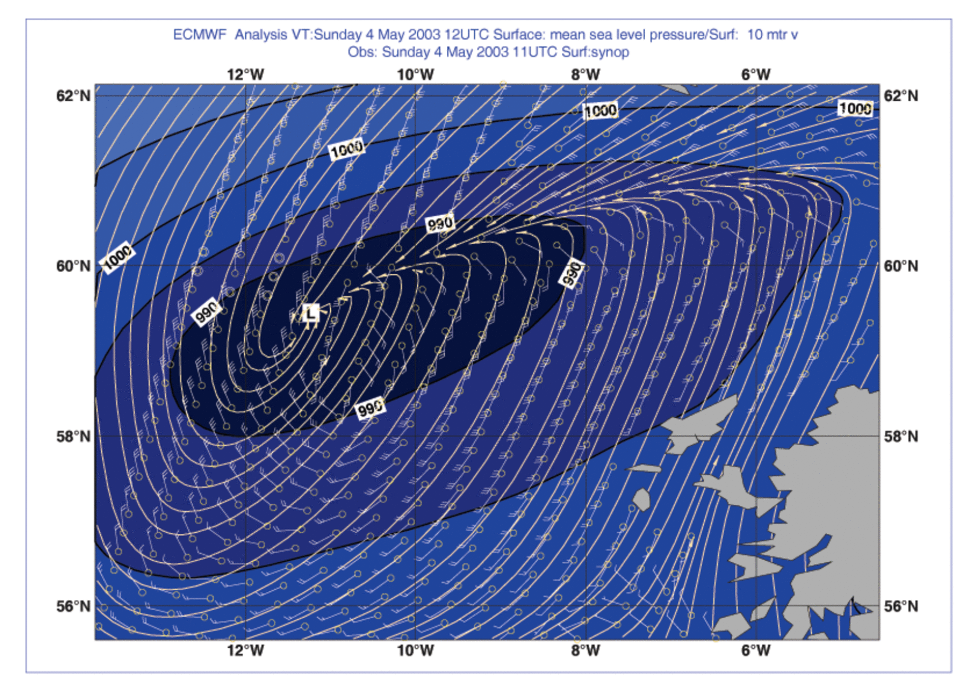 Example of the potential impact of recent ERS-2 scatterometer data