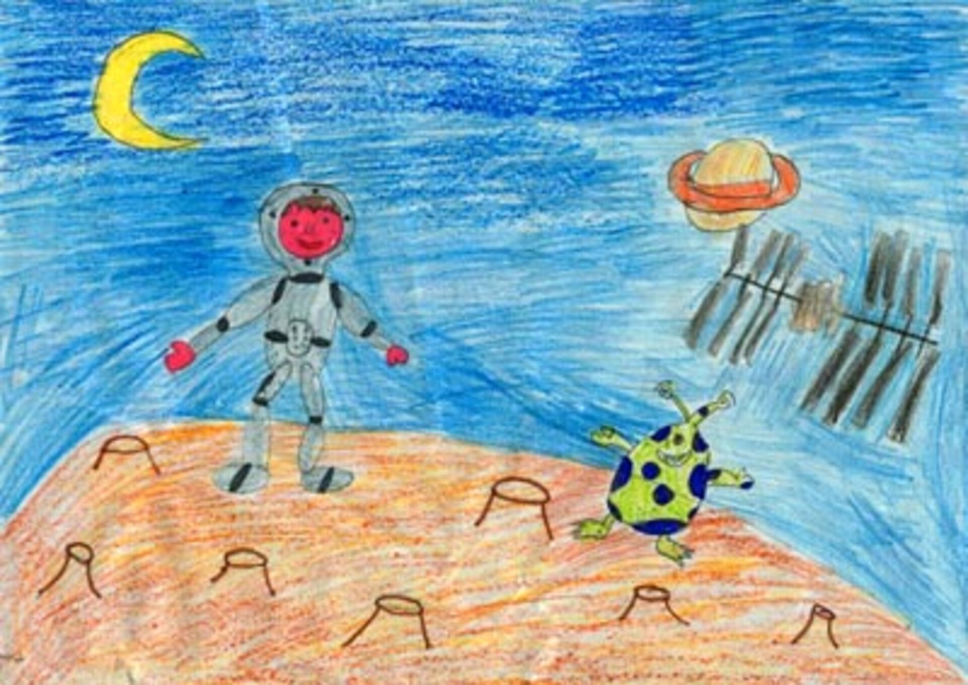 A drawing of Pedro in space, by Spanish schoolgirl Maria Pilar