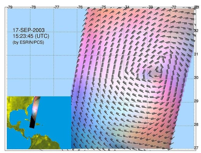 ERS-2 C-band scatterometer data of Hurricane Isabel