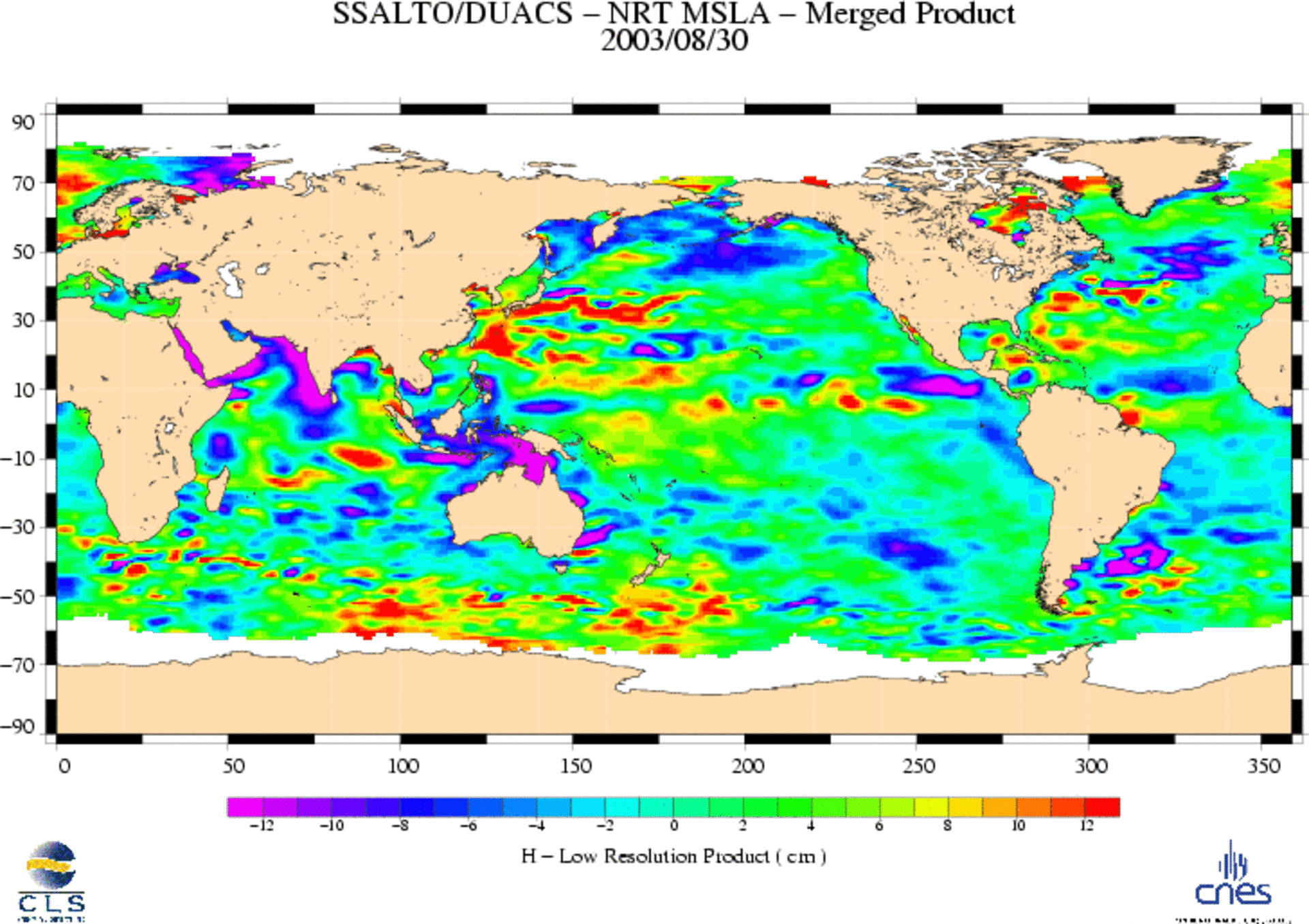 RA-2 sea surface measurements merged with other space-derived altimeter data