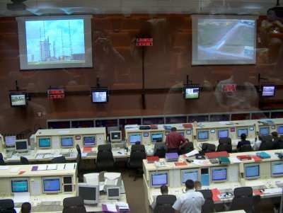 Het Centre de Lancement 3 (CDL 3), zowat de cockpit van de Ariane 5, tijdens de countdown voor vlucht 162