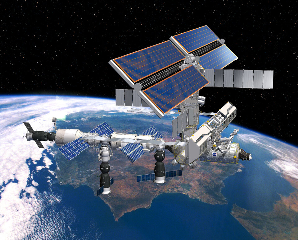 Het ISS tijdens de missie Cervantes