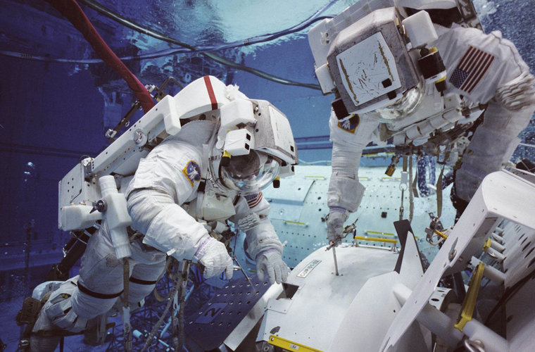 Pedro Duque during EVA training at JSC, Houston