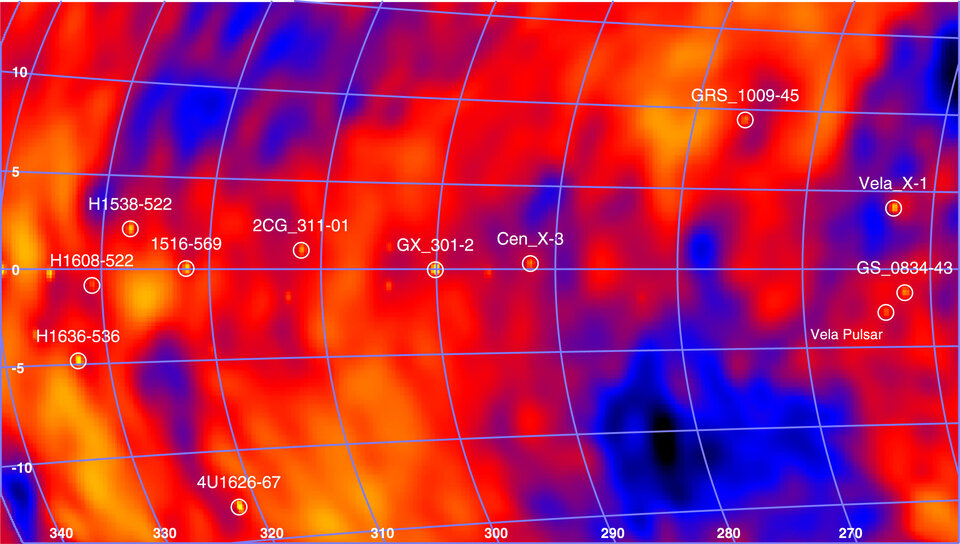 Particolare della mappa della emissione di radiazione gamma dalla nostra Galassia