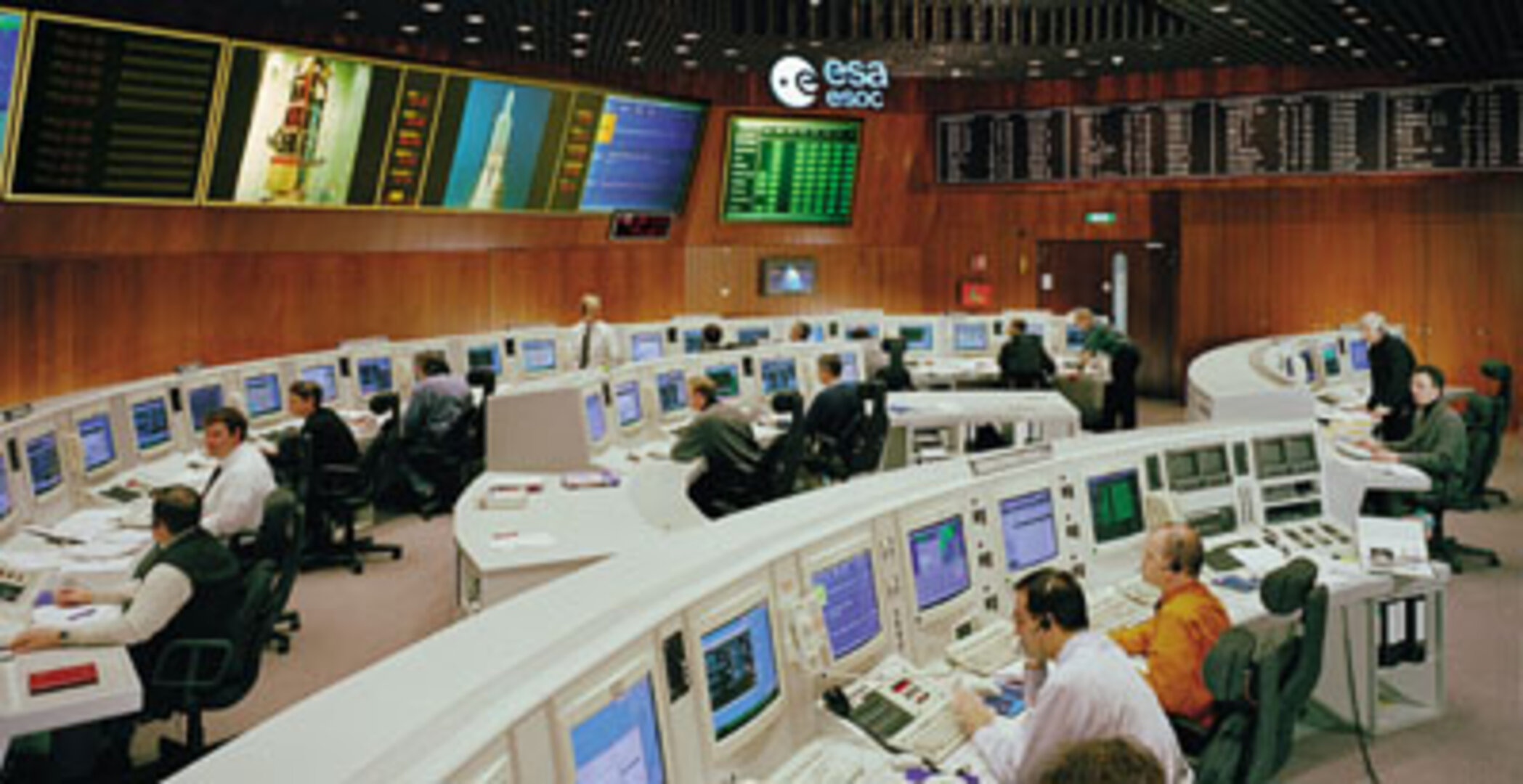 Hauptkontrollraum des ESOC, seit 1968 im hessischen Darmstadt angesiedelt