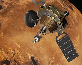Mission zur Rückführung von Mars-Bodenproben. Im Bild: der Mars-Orbiter