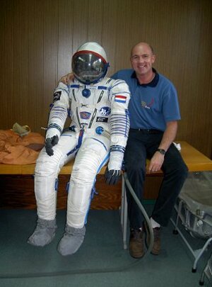 André Kuipers during testing of his custom made Russian spacesuit