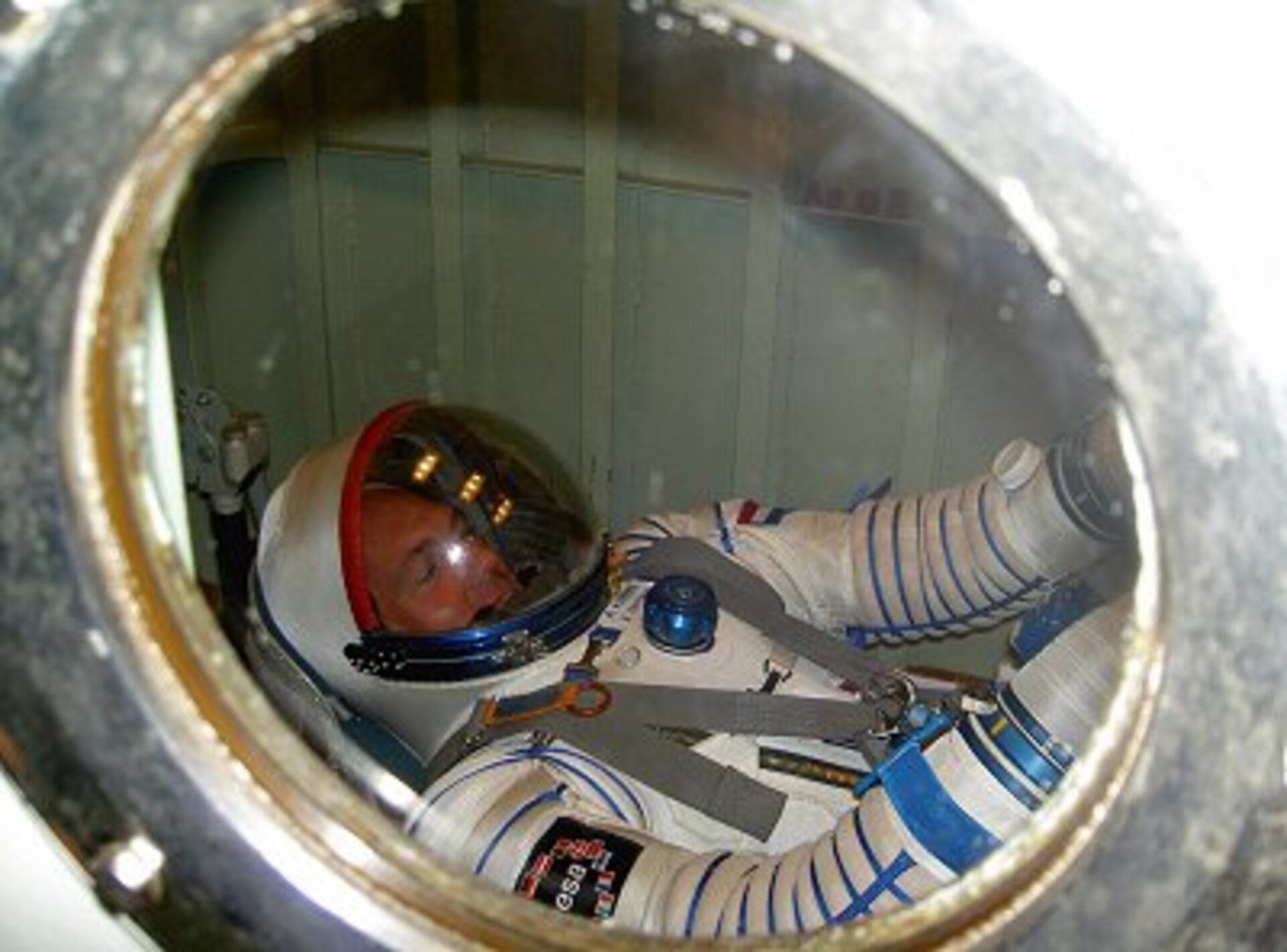 André Kuipers during testing of his Russian spacesuit