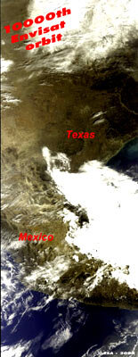 Texas en Mexico, door Envisat gefotografeerd tijdens zijn tienduizendste baan rond de aarde op 28 januari