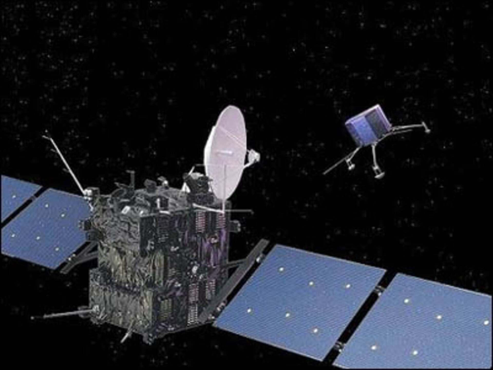 Künstlerische Darstellung von Rosetta-Orbiter und Lander