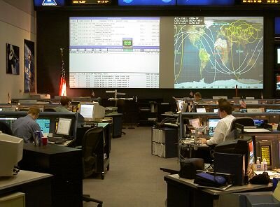 Het vluchtleidingscentrum, Mission Control, in Houston