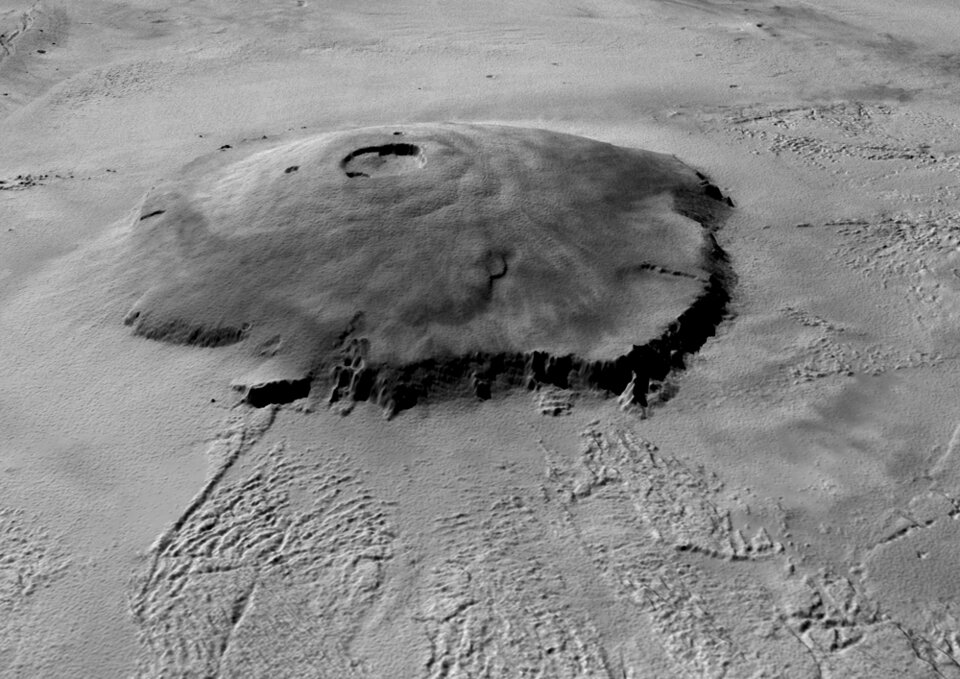 Gesamtansicht des Mars-Vulkans Olympus Mons