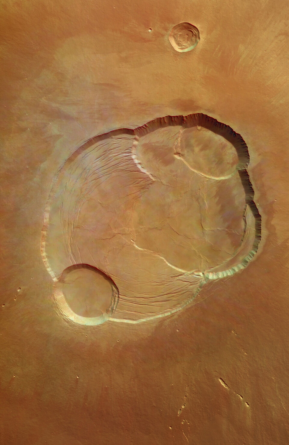 De Marsvulkaan Olympus Mons door ESA's succesvolle Marsverkenner Mars Express
