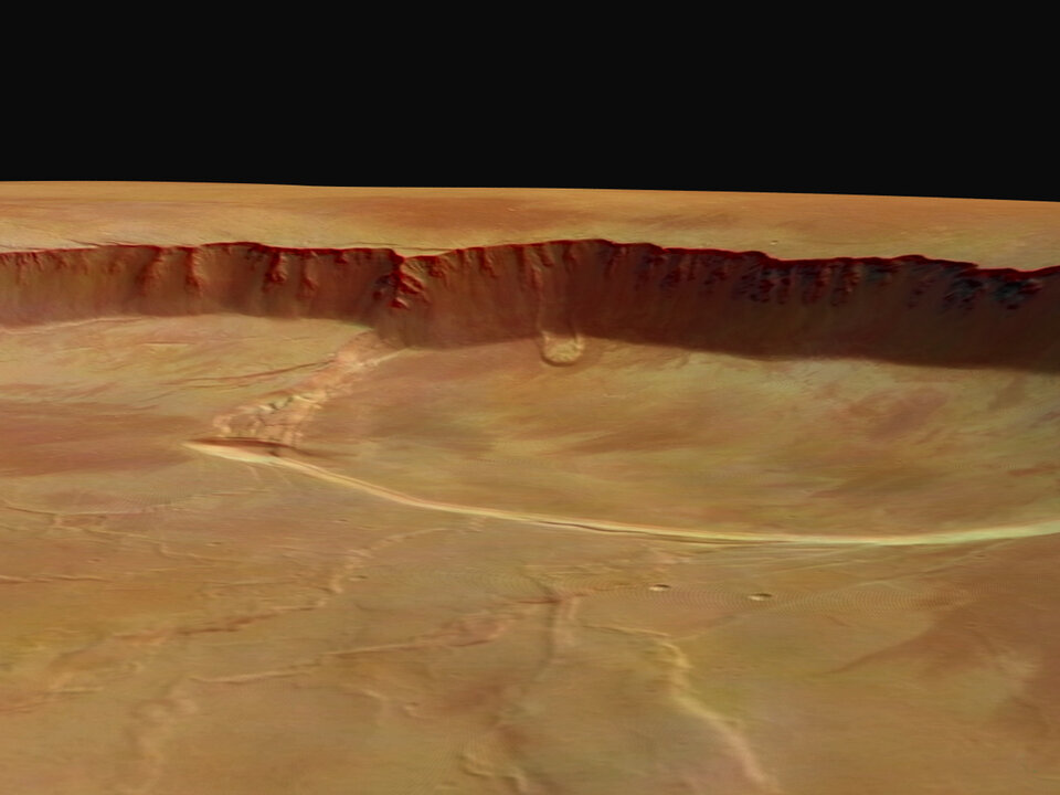 Südlicher Ausschnitt der eindrucksvollen Caldera von Olympus Mons