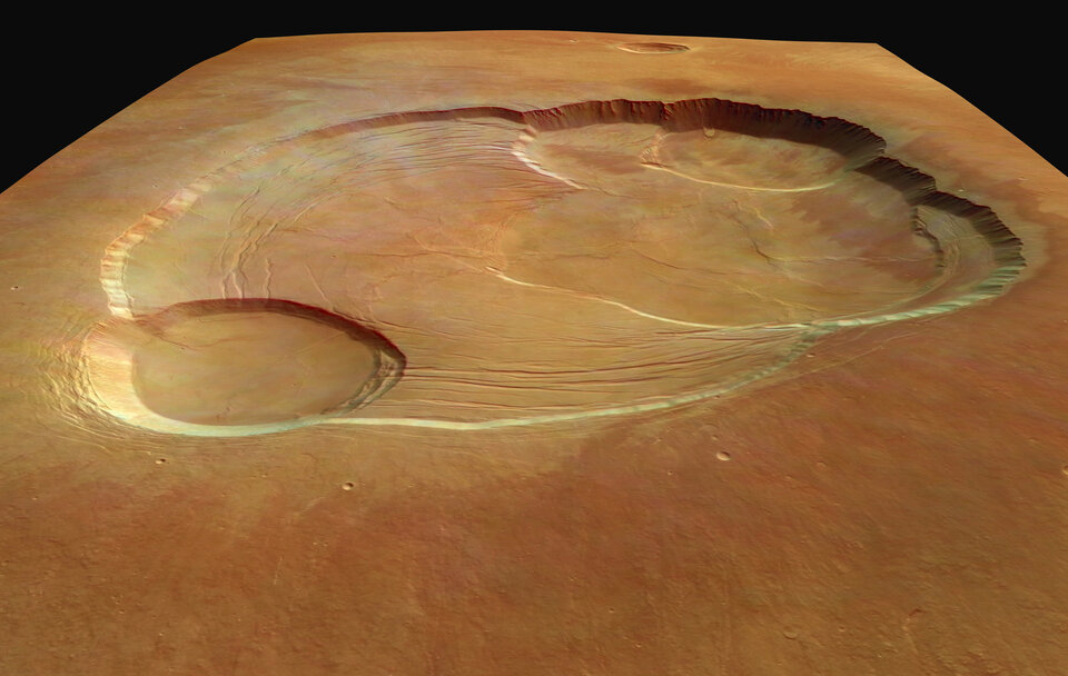 Wider perspective of the caldera - Mars Express