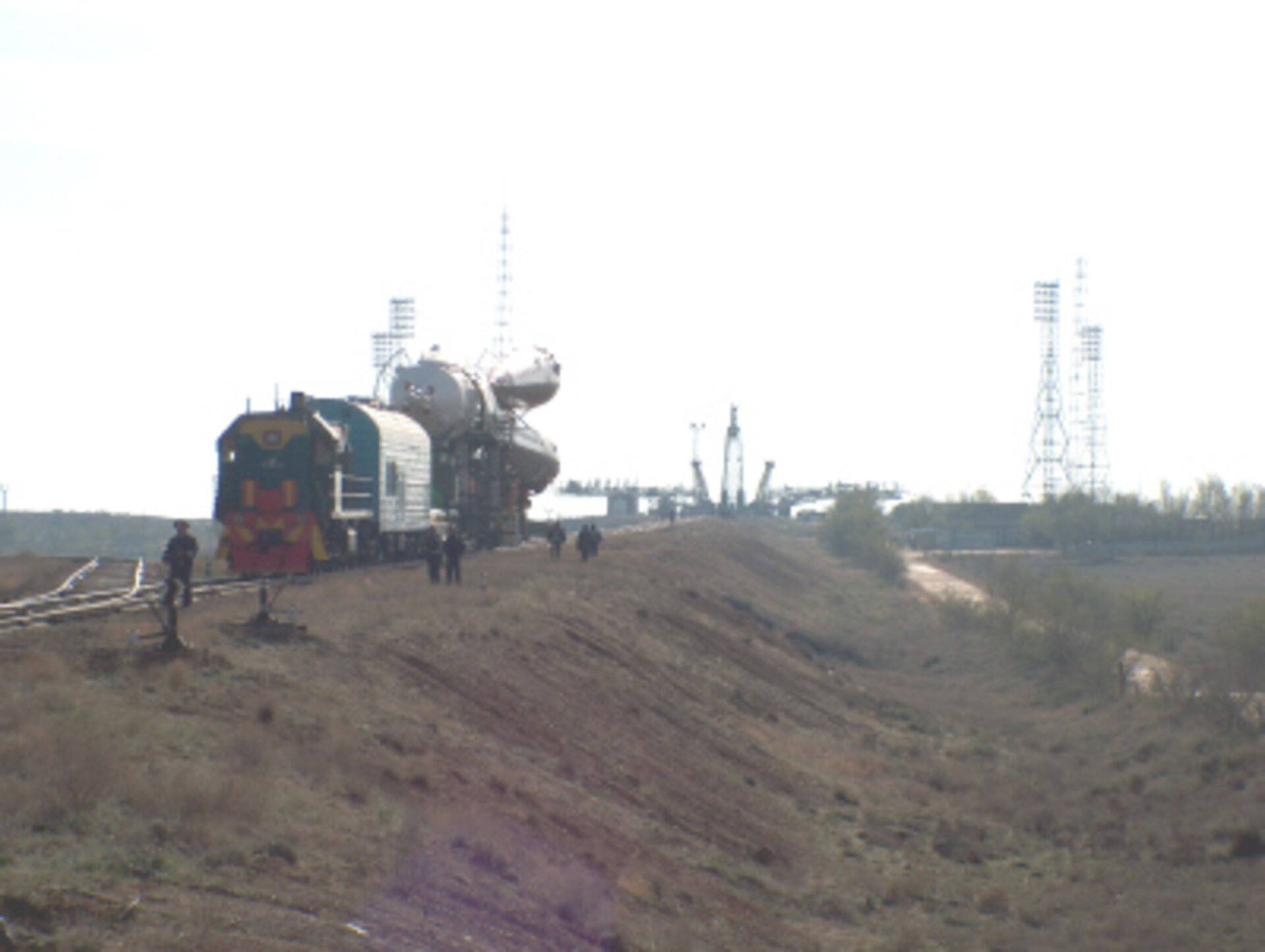 Delta mission Soyuz rocket rollout in Baikonour