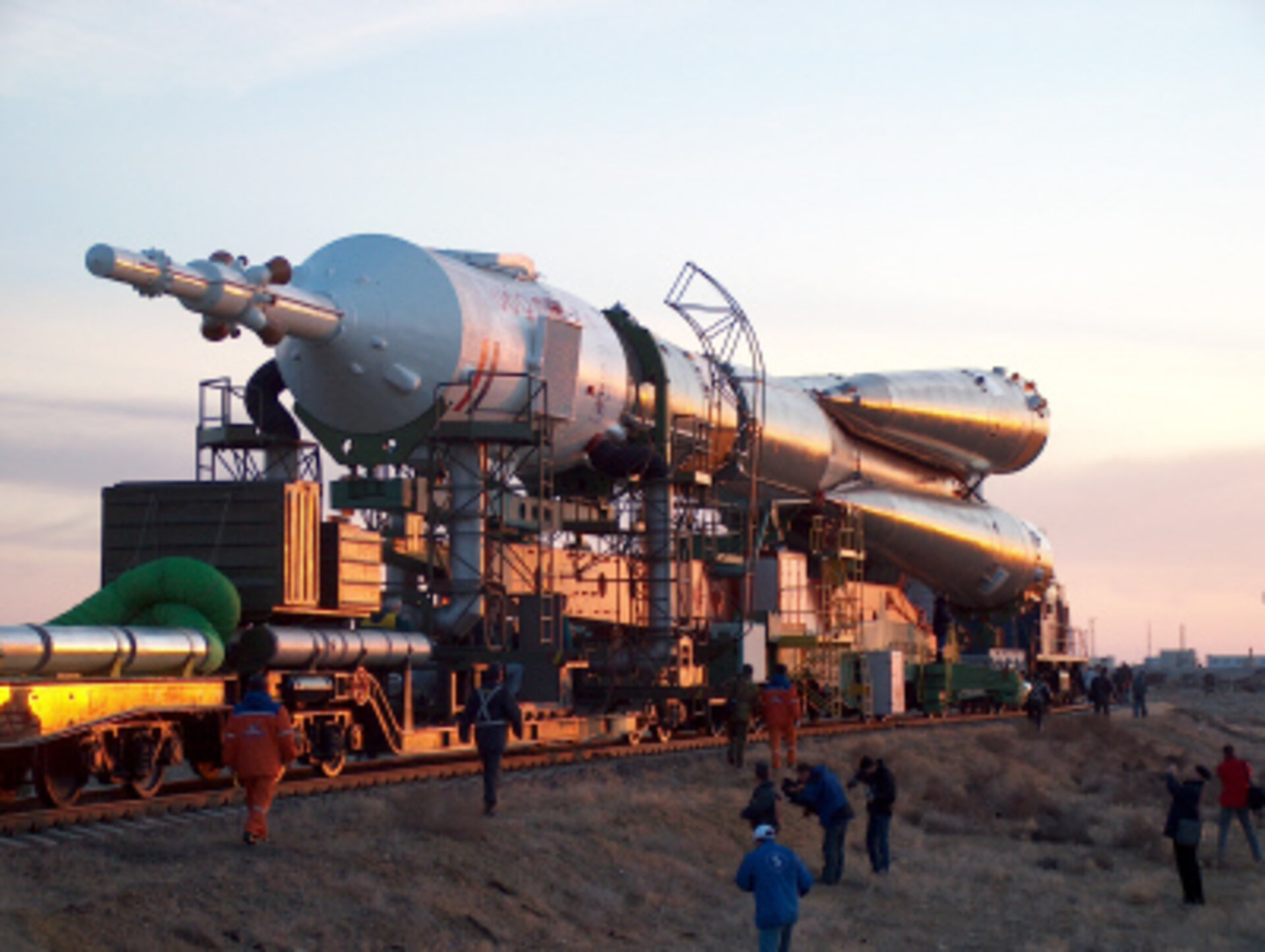 Delta mission Soyuz rocket rollout in Baikonour
