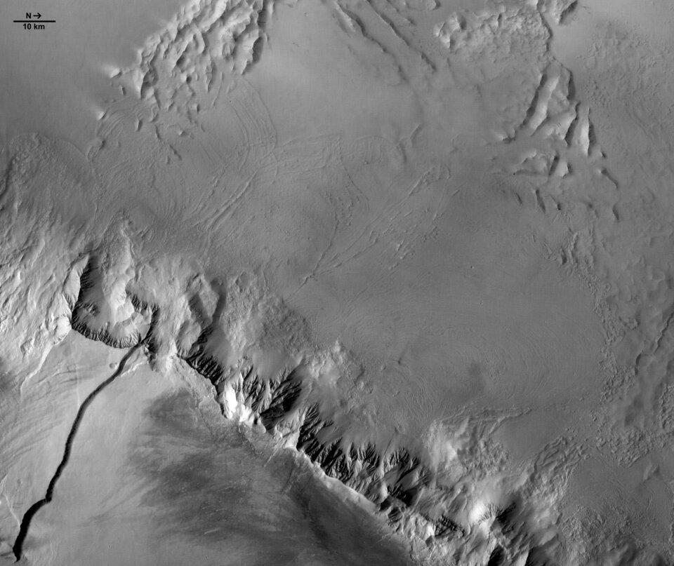Western flank of Olympus Mons (black and white)