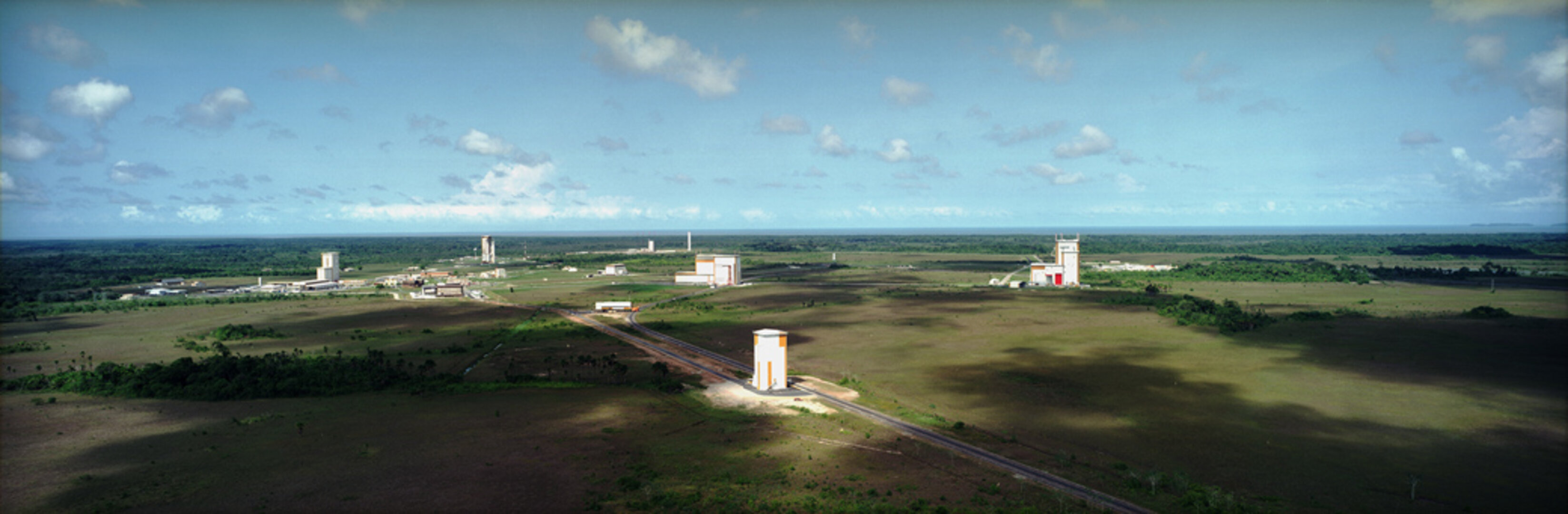 Aerial view of ESA's Ariane Launch Complexes