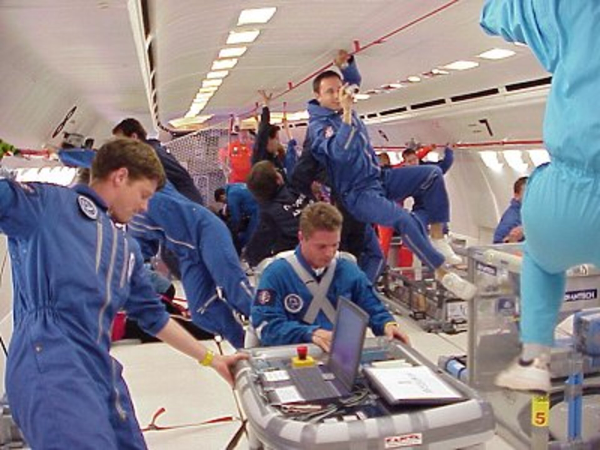Experiments each have their own space in the cabine of the A300 'Zero-G' Airbus